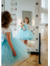 Ivory Lace Mint Blue Tulle Flower Girl Dress